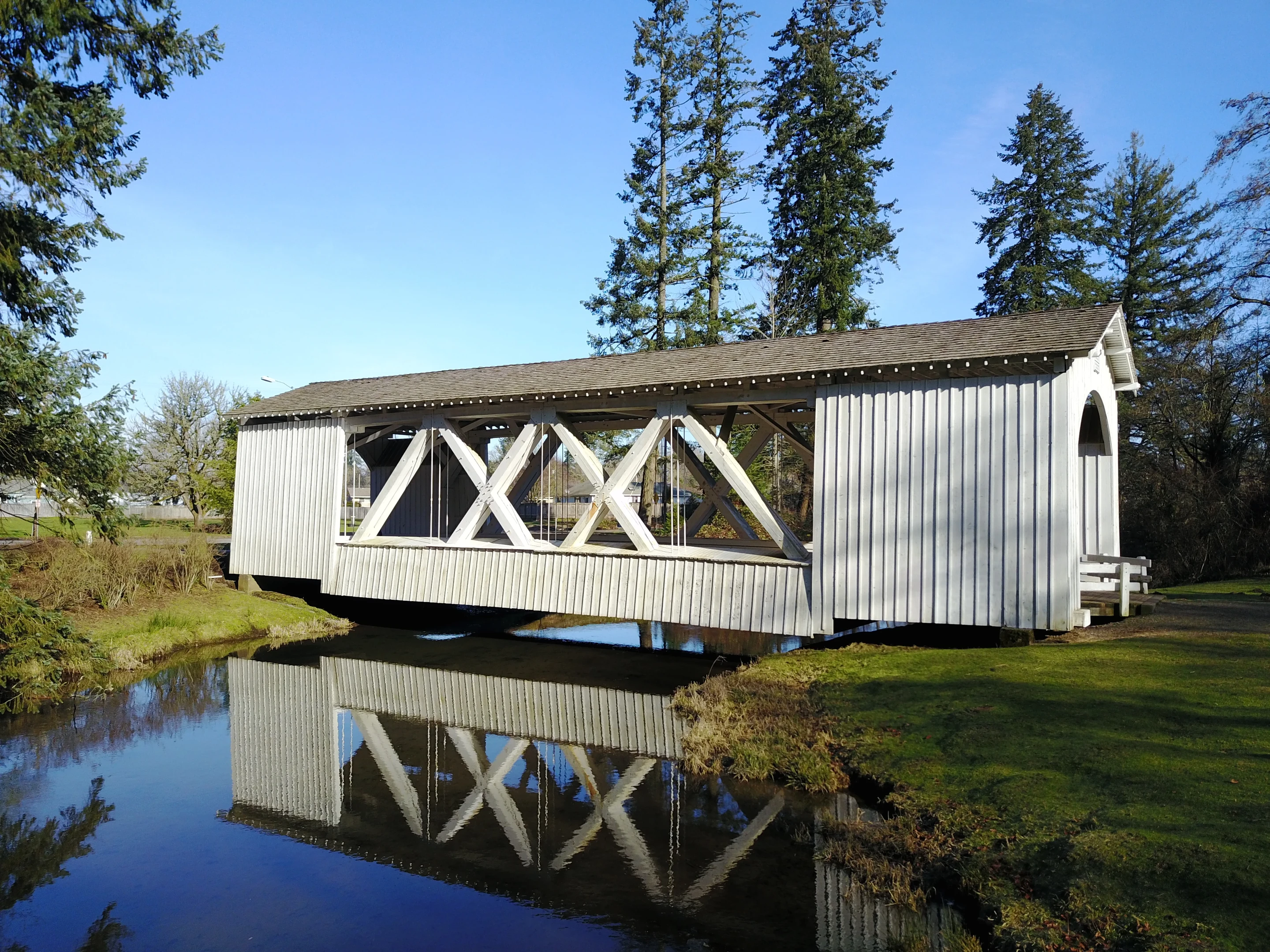 Stayton-Jordan Bridge — aerial approach