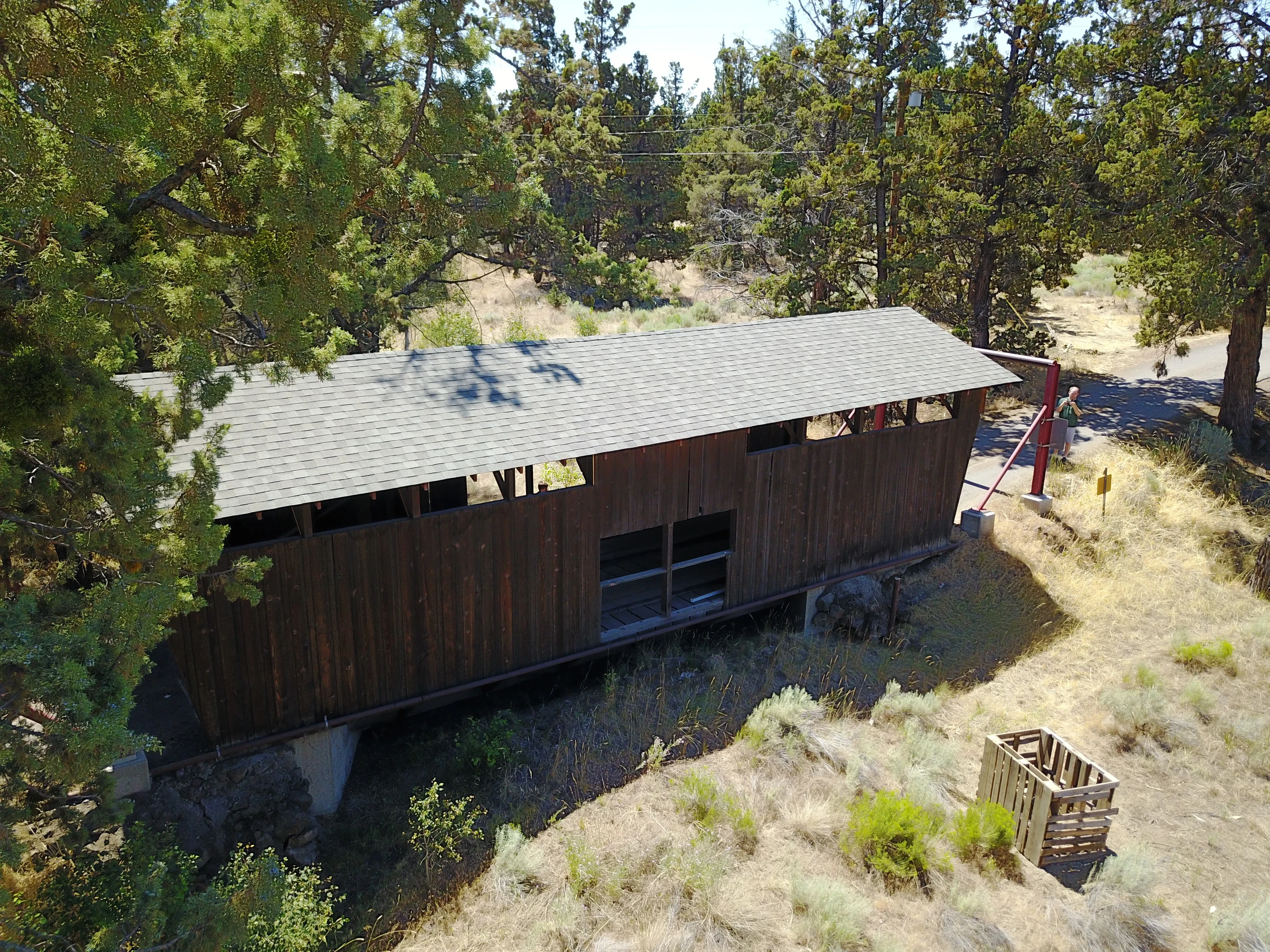 Rock O' The Range Bridge — aerial approach